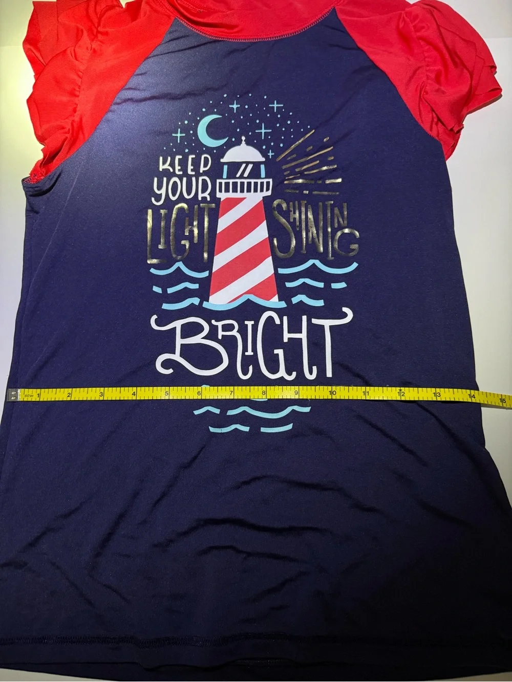 3pc Cat & Jack Navy/Red/Aqua Lighthouse Swim Set tankini, rashguard & bottoms